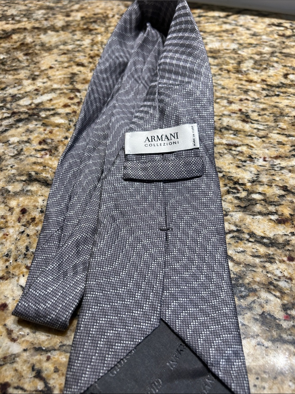 Armani Collezioni Silver Gray Micro-Patterned Silk Tie